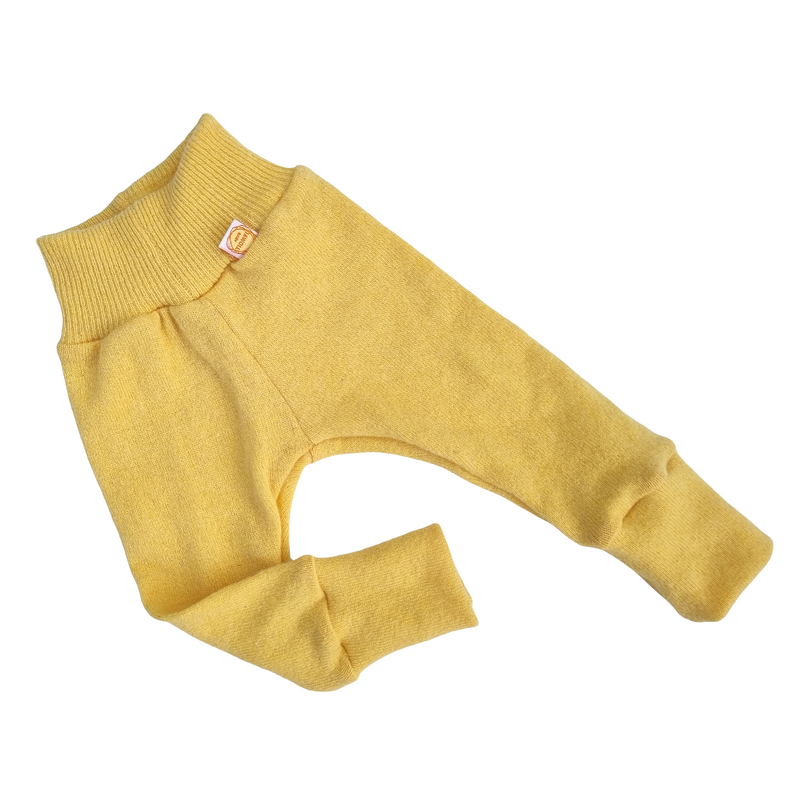 Growing pants 62/68 made from upcycled wool in pastel yellow