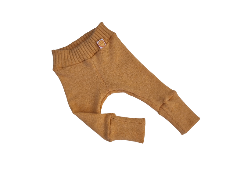 Growing pants for babies 50/56 made from upcycled cashmere in peach-orange