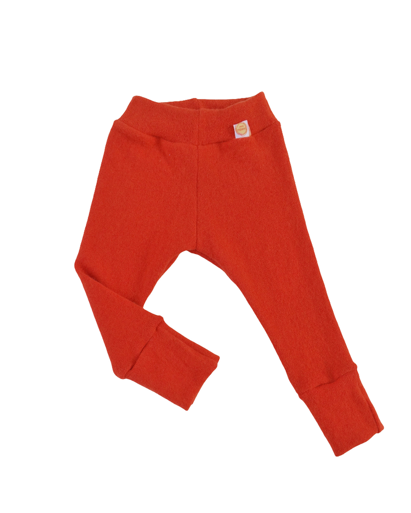 Mitwachs-Hose für Babys Kleinkinder 74/80 aus 100% Upcycling Merinowolle in Rostorange