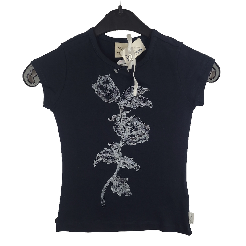 * T-Shirt - jottum - 110/116 - blau - Blume - Girl mit Original Etikett