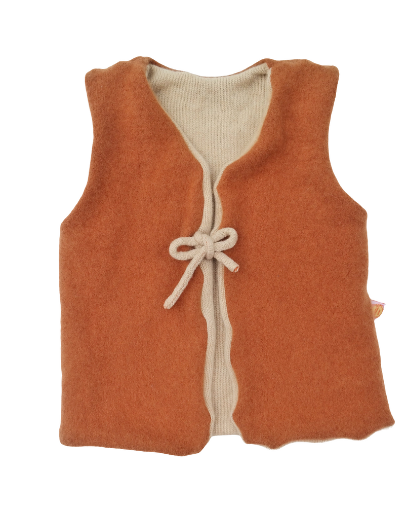 Wunsch-Upcycling Wende-Weste für Kleinkinder aus Upcycling Wolle – mitwachsend von Größe 80 bis 116 in den Farben deiner Wahl