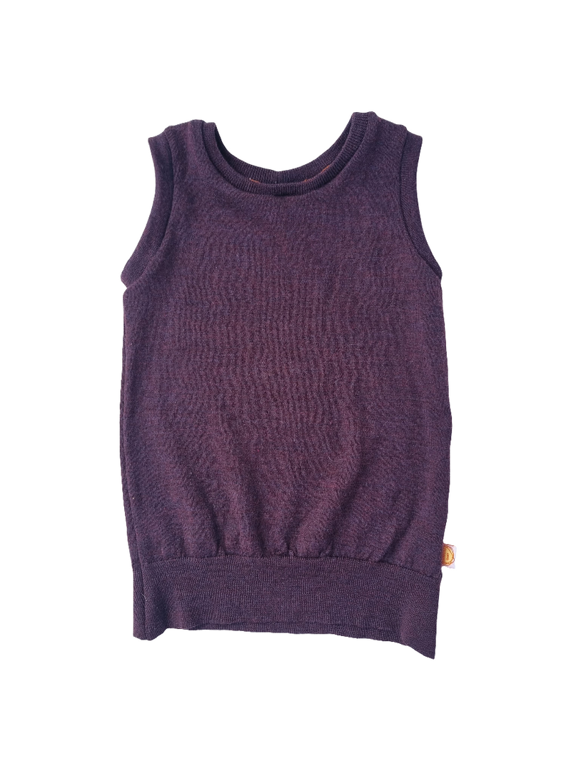 Oberteil Tanktop Pullunder Unterhemd 110/116 aus Upcycling Wolle in Pflaumenlila