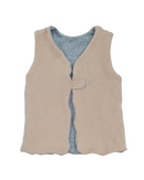 Wende-Weste für Kleinkinder aus Upcycling Kaschmir Merinowolle – mitwachsend von Größe 80 bis 116 in Beige und Grau