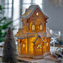 B-Ware Bloomingville Dekohaus Häuschen Weihnachtsdekoration Licht Braun Polyresin 37cm