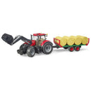 B-Ware Bruder Traktor Schlepper Case Ih Optum 300 Cvx Frontlader Ballentransportanhänger
