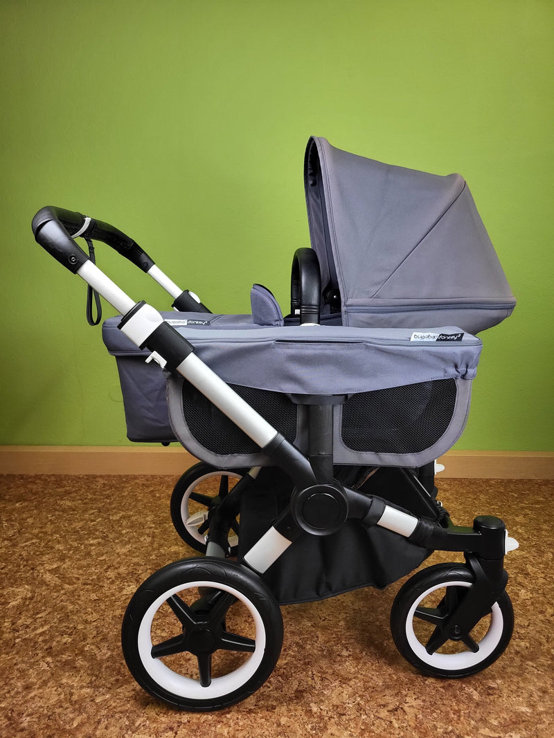 Bugaboo - Donkey 3 Duo (sportsitz Und Liegewanne) Geschwisterwagen Grau Sonnendach Inkl. Seitliche Gepäcktasche