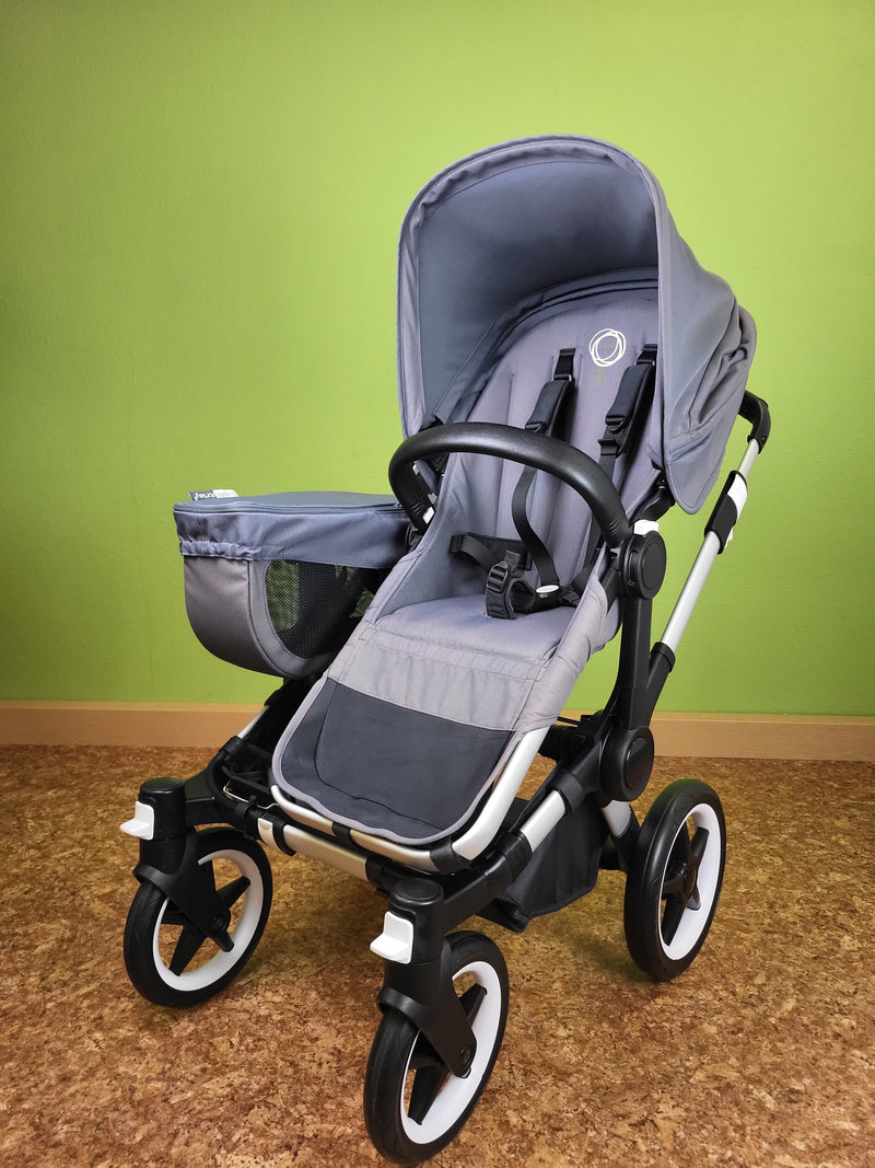 Bugaboo - Donkey 3 Duo (sportsitz Und Liegewanne) Geschwisterwagen Grau Sonnendach Inkl. Seitliche Gepäcktasche