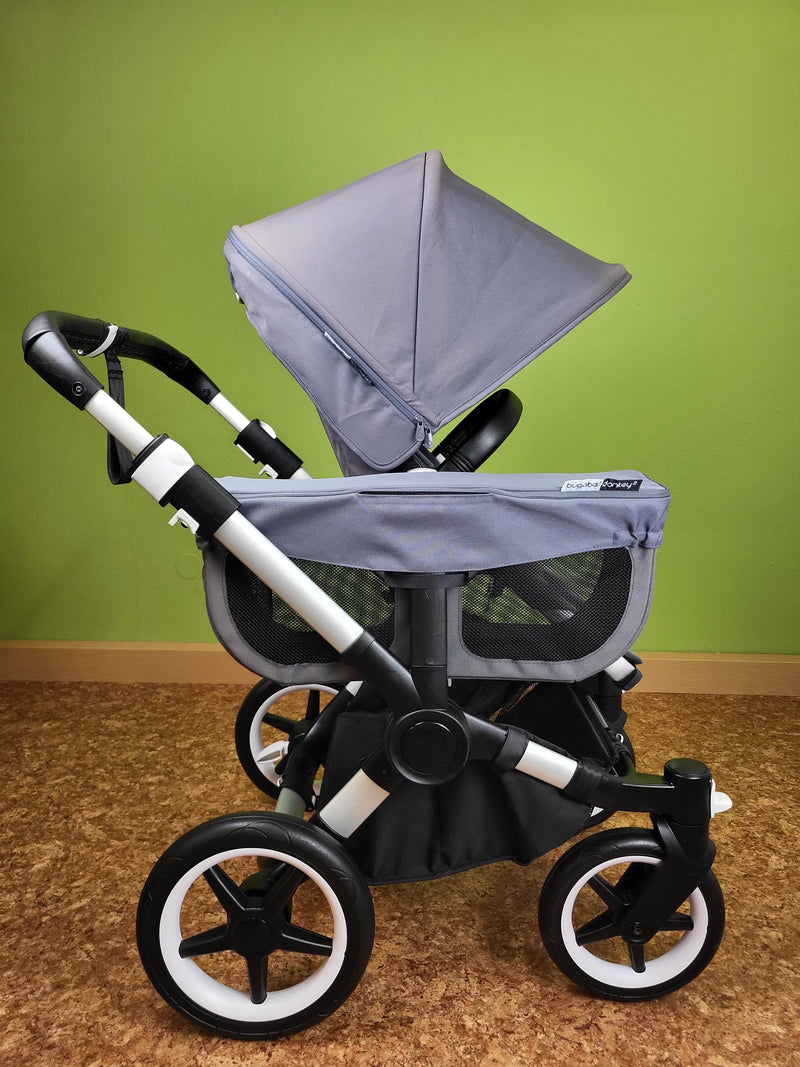 Bugaboo - Donkey 3 Duo (sportsitz Und Liegewanne) Geschwisterwagen Grau Sonnendach Inkl. Seitliche Gepäcktasche