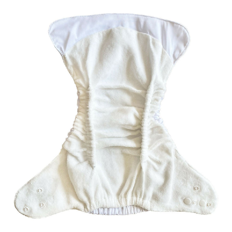 Blümchen Taschenwindel BioBaumwolle Druckknopf (5-18kg) weiss