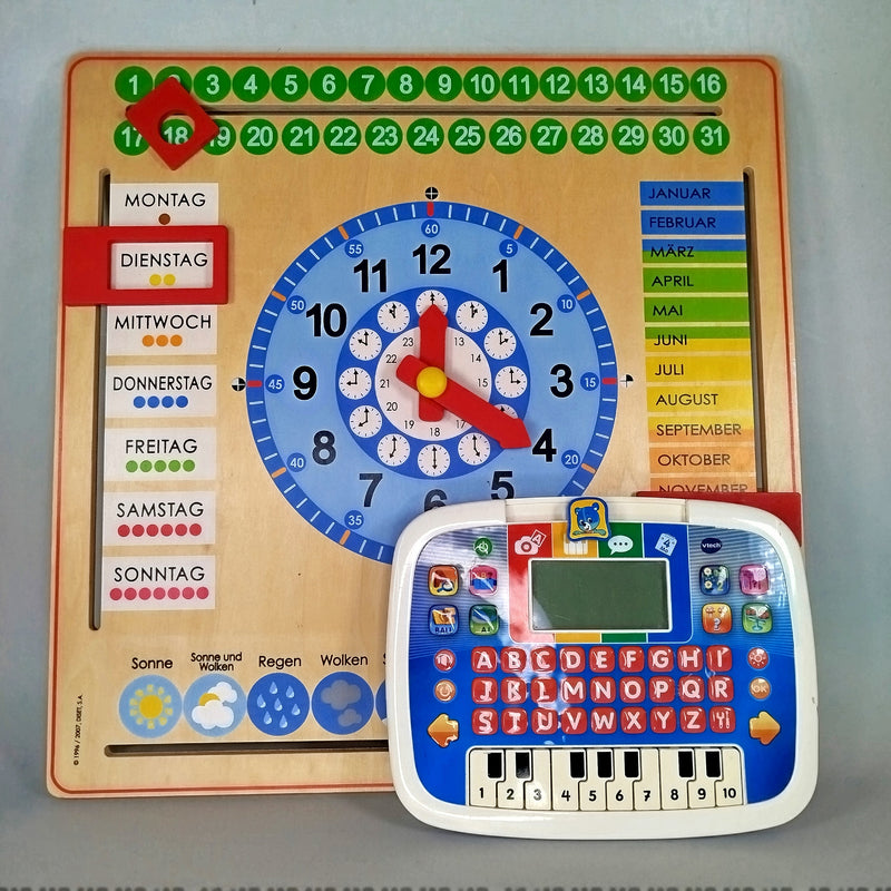 VTech, Goula Lern-Laptop und Holz-Lernkalender mit Uhr