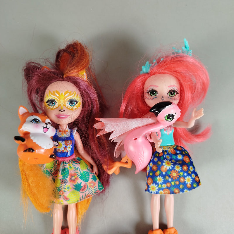 Enchantimals Modespielpuppen Set von 2 mit Tierfreunden Fuchs & Flamingo