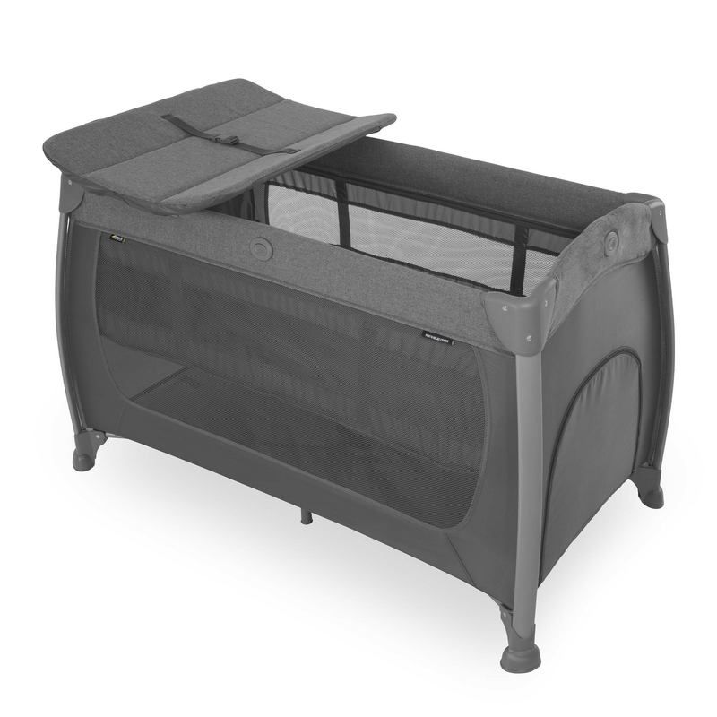 Hauck Reisebett Play'n Relax Center Wickelauflage Beistellbett Melange Charcoal