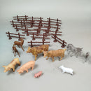 DDR Tierfiguren Set von 10 Bauernhoftieren mit Zaunelementen