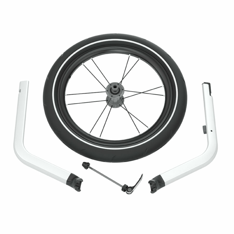 THULE Jogging-Set für Chariot 1 Joggingrad für Thule-Fahrradanhänger Rad silber