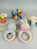 Holzspielzeug-Set – Nachziehtier, Rasseln & Motorikspielzeug