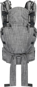 HOPPEDIZ Nabaca Babytrage, Komfort-Modultrage ab Geburt, Bauchtrage, Rückentage, Individuell anpassbar (Baukastensystem), Basic-Set denim schwarz