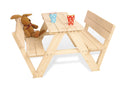 PINOLINO Nicki 4er Kindersitzgruppe mit Lehne - Kindertisch - Picknicktisch aus Massivholz, Kinder Spielbar - Sitzbank für draußen, Kindergartenmöbel ab 2 Jahren, Outdoor-Tisch 90 x 105 x 51 cm