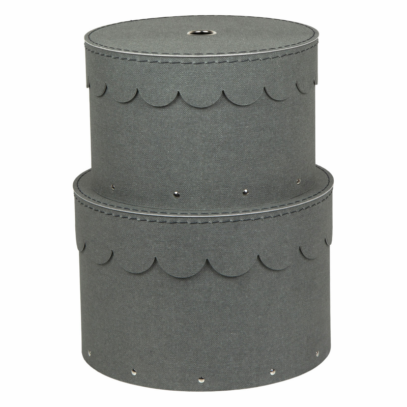 Bigso Box of Sweden Wilma storage box round set of 2 boxes fabric box grey Can188