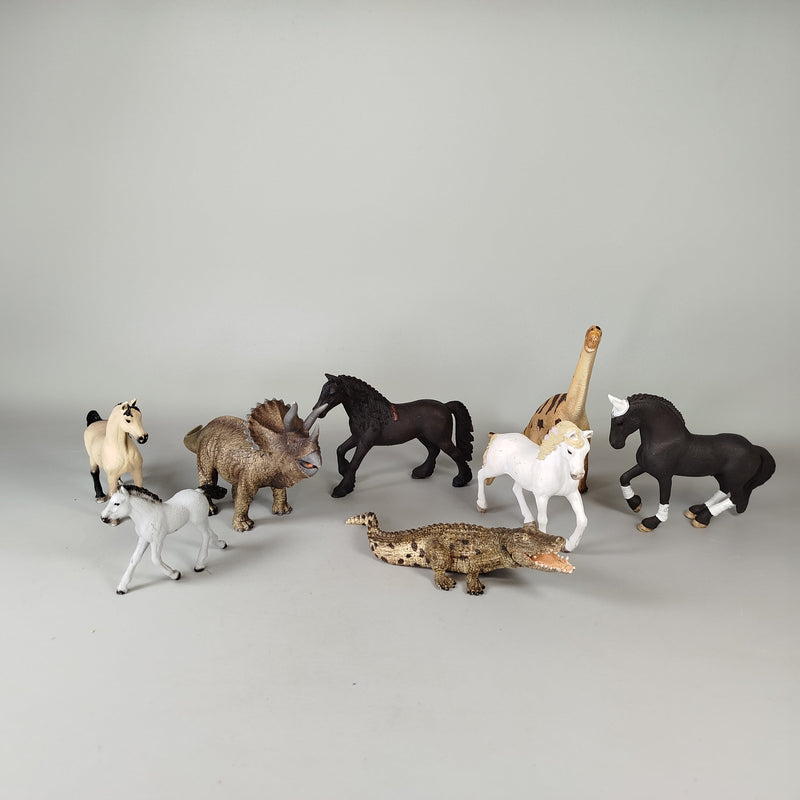 Schleich Tiere Set von 8 Figuren – Pferde, Dinosaurier, Krokodil, wie