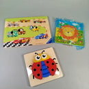  Holzpuzzle Set - Tiere & Autos - Set aus 3