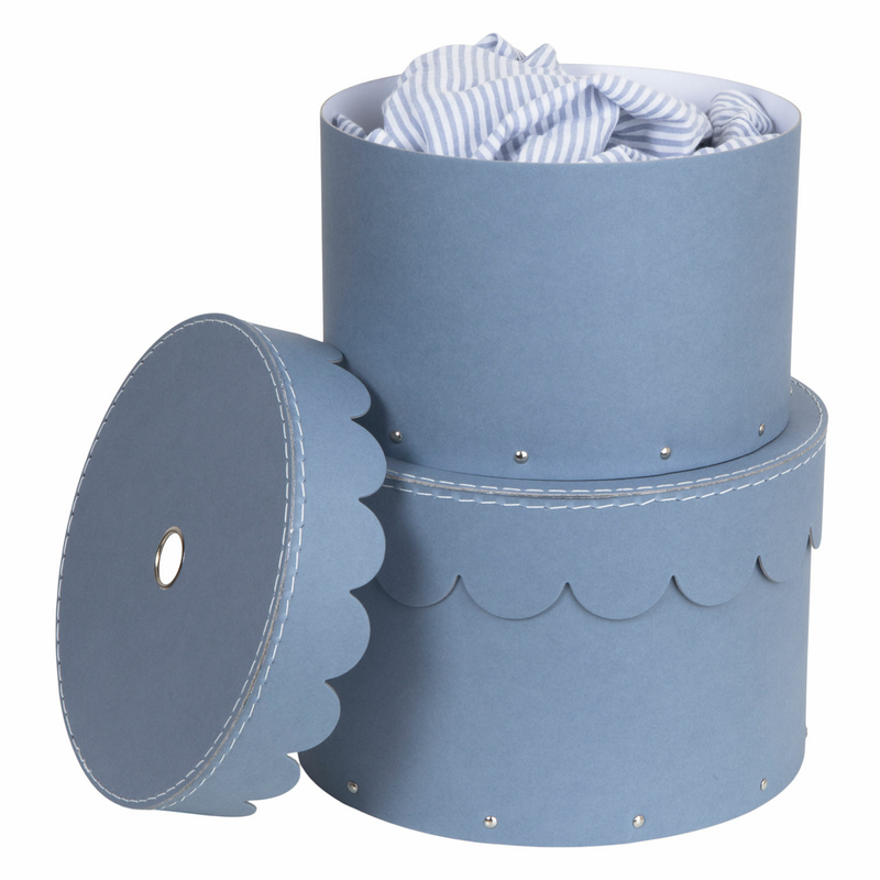 Bigso Box of Sweden Wilma Storage Box Storage Round Set of 2 Dusty Blue