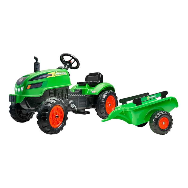 Falk Trettraktor Traktor Kinderfahrzeug Motorhaube Anhänger Grün Outdoor B-Ware