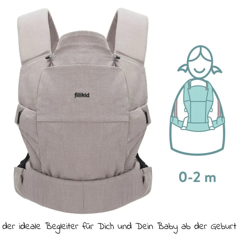 B-Ware Fillikid Babytrage Tragesystem Babytrageposition Für Bauch Hüfte Rücken Grau