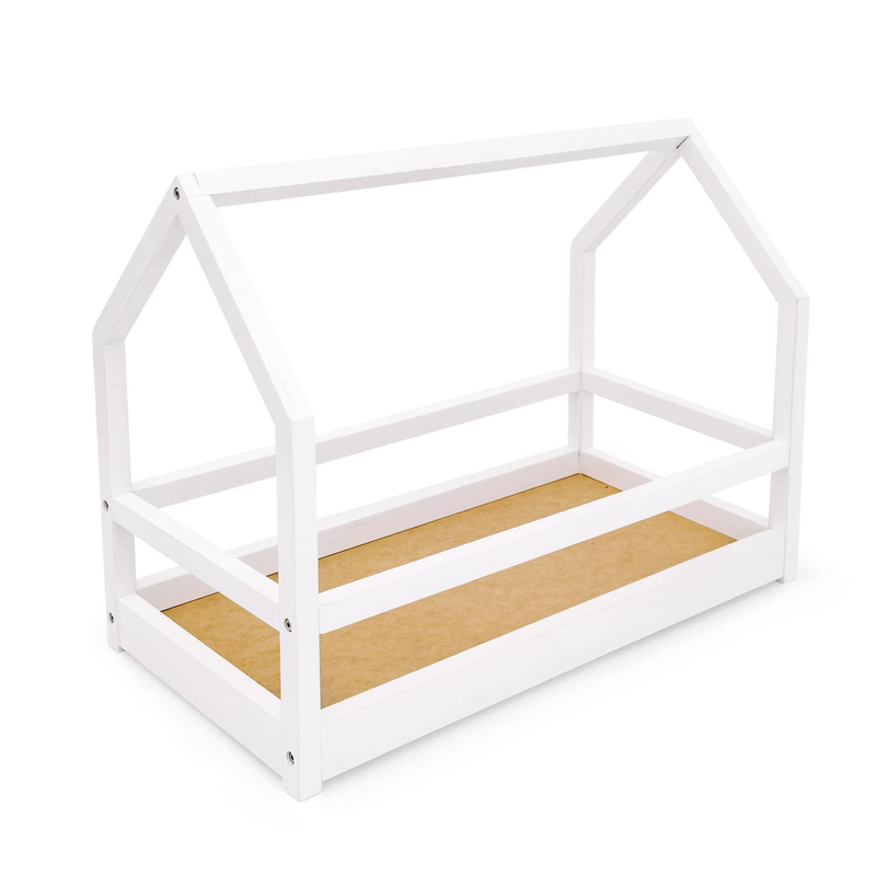 B-Ware Goki Puppenbett Kinderbett Giebeldach Weiß Holz Puppenmöbel Zubehör Dach936