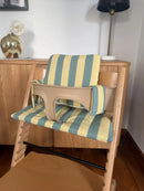 St. Tropez gestreiftes Kissen-Set, wasserdicht, kompatibel mit dem Stokke Tripp Trapp Hochstuhl – Grün/Gelb