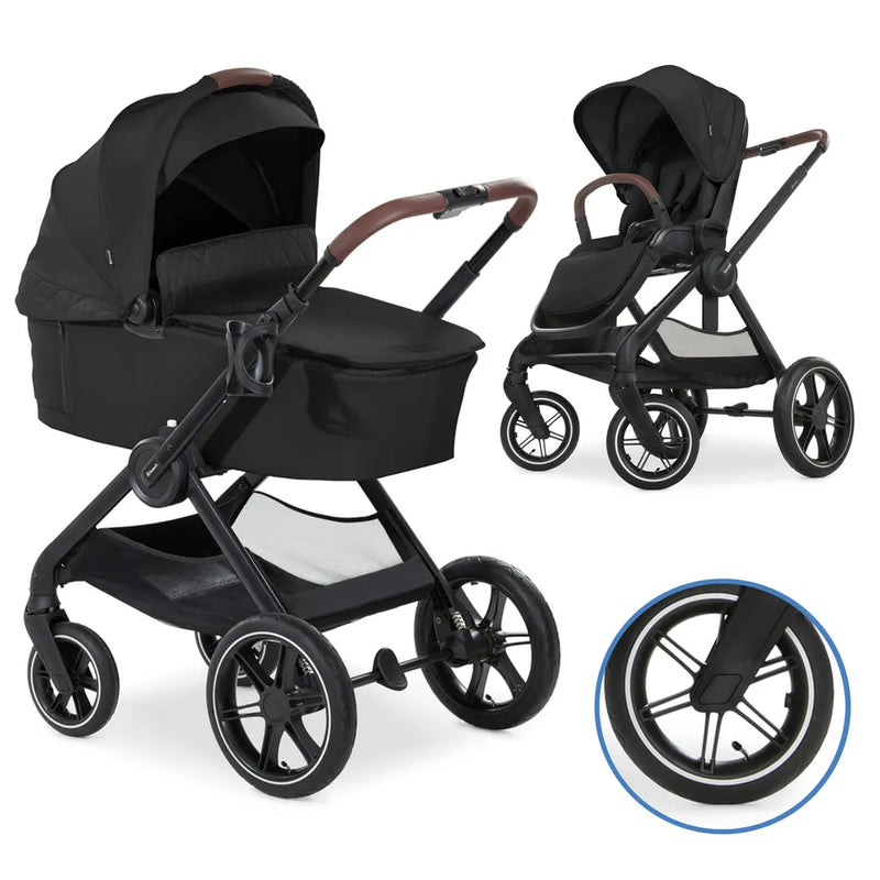 Hauck Kombi-Kinderwagen Walk N Care Air Set (mit Luftreifen) inkl. Babywanne und Sportsitz - Schwarz - Neu