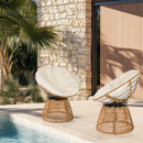 B-Ware Hjh Living Papasansessel Drehsessel Weavora Outdoor Sessel Beige