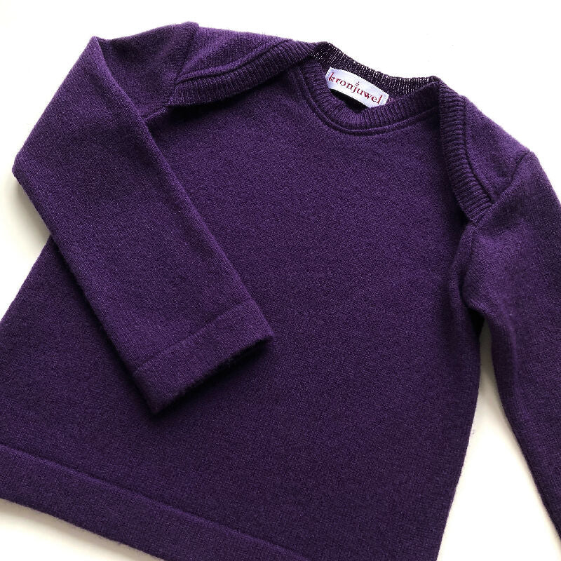 kronjuwel Langarmshirt Wolle/Kaschmir 86/92 violett Upcycling