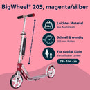 B-Ware Hudora Big Wheel 205 Tretroller Scooter Aluminium Magenta Silber Höhenverstellbar