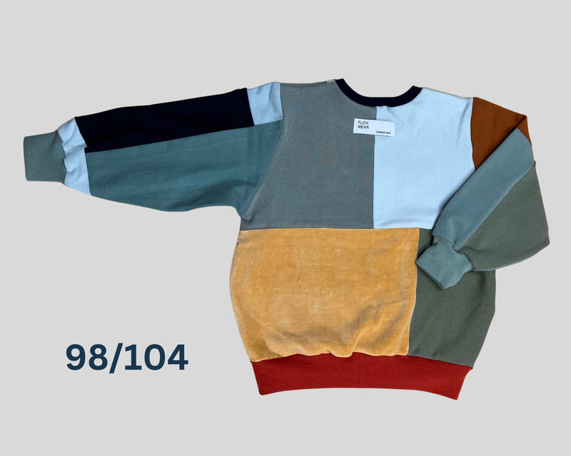 Upcycling PatchworkPullover für Kinder 98/104