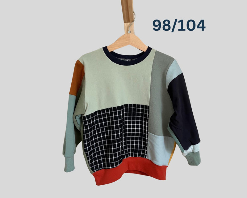 Upcycling PatchworkPullover für Kinder 98/104