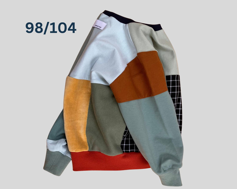 Upcycling PatchworkPullover für Kinder 98/104