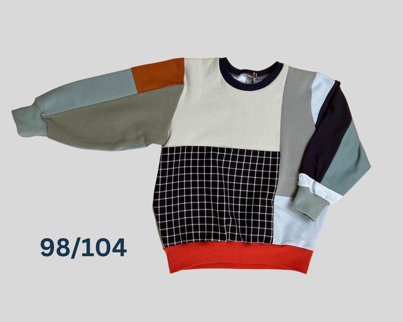 Upcycling PatchworkPullover für Kinder 98/104