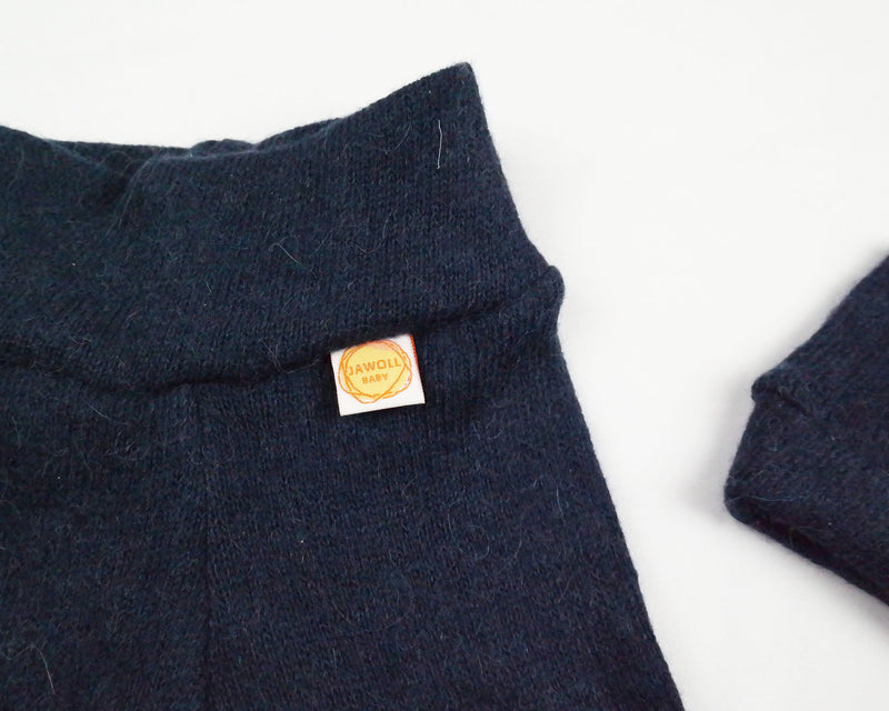 Set of trousers and hat for premature babies 40/44 made of 100% rescued alpaca wool in dark blue