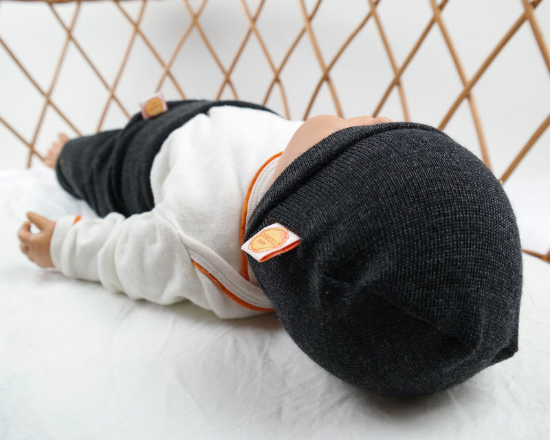 Baby pants &amp; hat for newborns 50/56 made of 100% rescued merino wool in dark grey anthracite