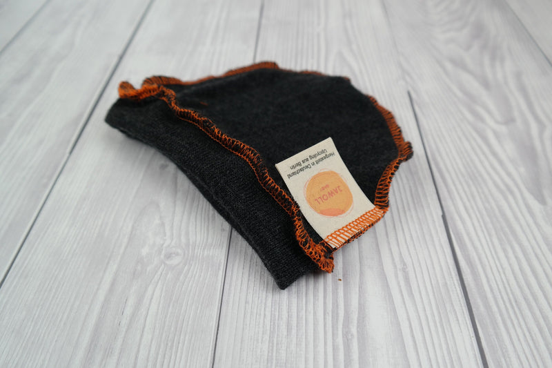 Baby pants &amp; hat for newborns 50/56 made of 100% rescued merino wool in dark grey anthracite