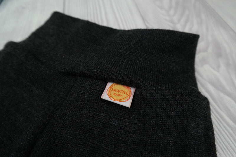 Baby pants &amp; hat for newborns 50/56 made of 100% rescued merino wool in dark grey anthracite