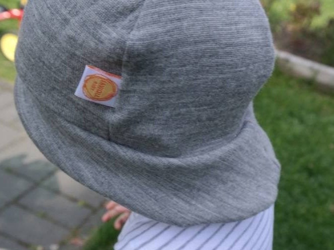 Sun hat summer hat baby toddler with neck protection made of 100% rescued wool head circumference 42 - 45 cm in grey