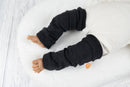 Tragestulpen Beinstulpen Babylegs Dunkelgrau Upcycling aus Wolle natürlicher Sonnenschutz im Sommer für Babys und Kleinkinder in der Trage - Jawoll Baby