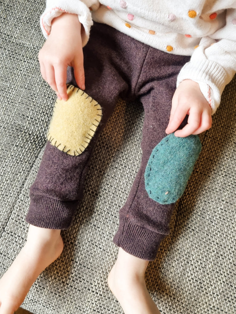 1 Paar Wollwalk Flicken Patches Oval aus Upcycling-Wolle zum Kleidung reparieren in Beige - Jawoll Baby
