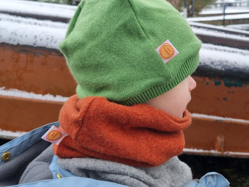 Loop für Kleinkinder Kinder aus Upcycling Seide & Kaschmir in Rostrot