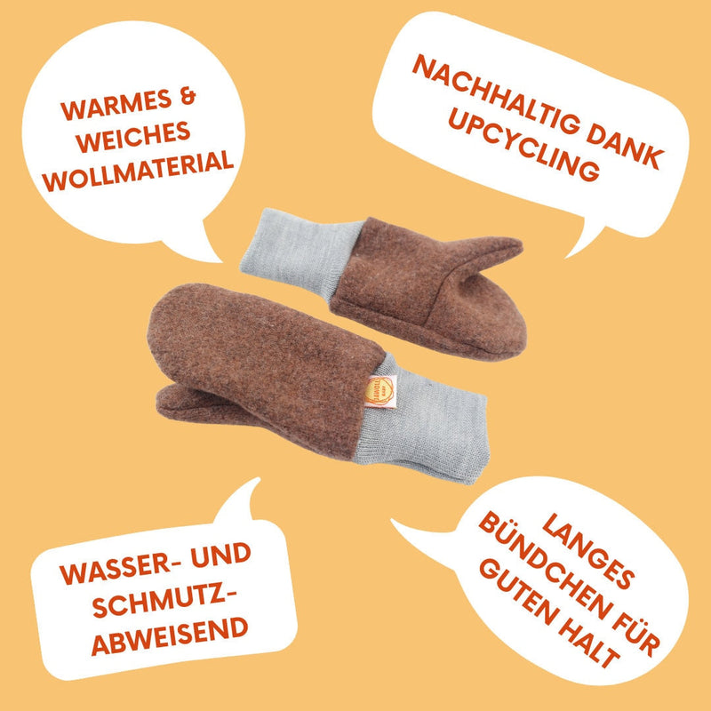Handschuhe Fäustlinge für Kleinkinder und Kinder aus Upcycling Kaschmir in Blau und Grau