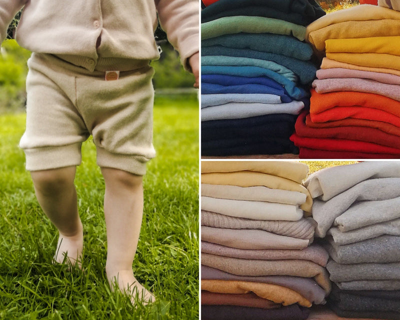 Kurze Hose Shorts für Babys und Kinder aus Upcycling Wolle in deiner Wunschfarbe