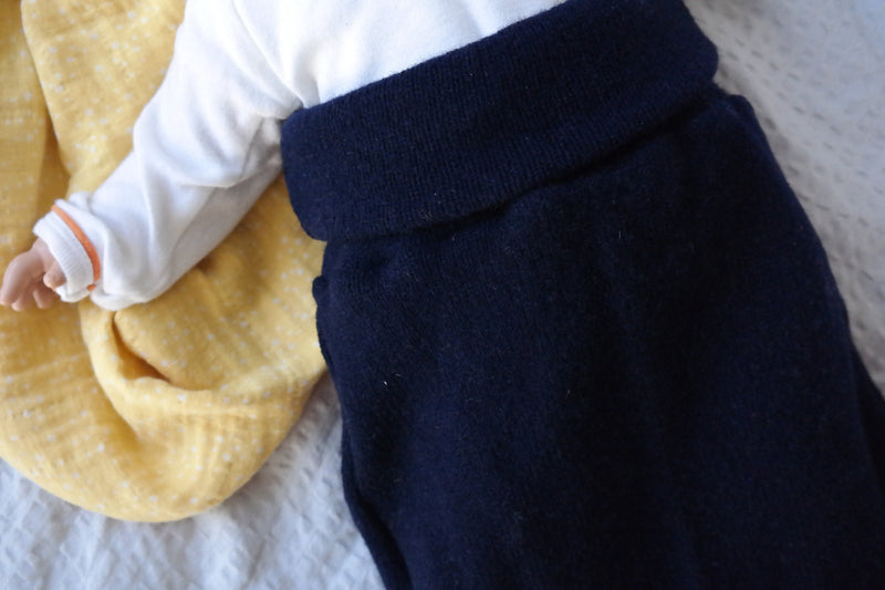 Warm Romper Sack for Babies 0-6 Months Made from Upcycled Cashmere in Night Blue