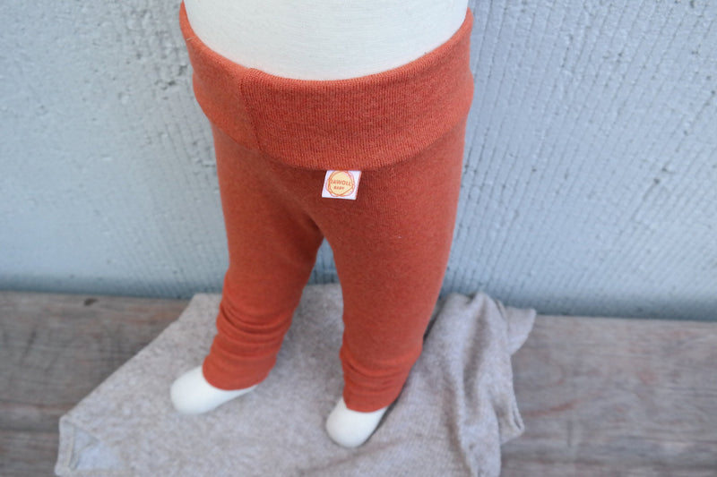 Wollwalk Outdoor-Hose für Babys & Kleinkinder 74/80 aus 100% Upcycling Wolle in Rost Orange