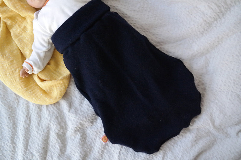 Warm Romper Sack for Babies 0-6 Months Made from Upcycled Cashmere in Night Blue